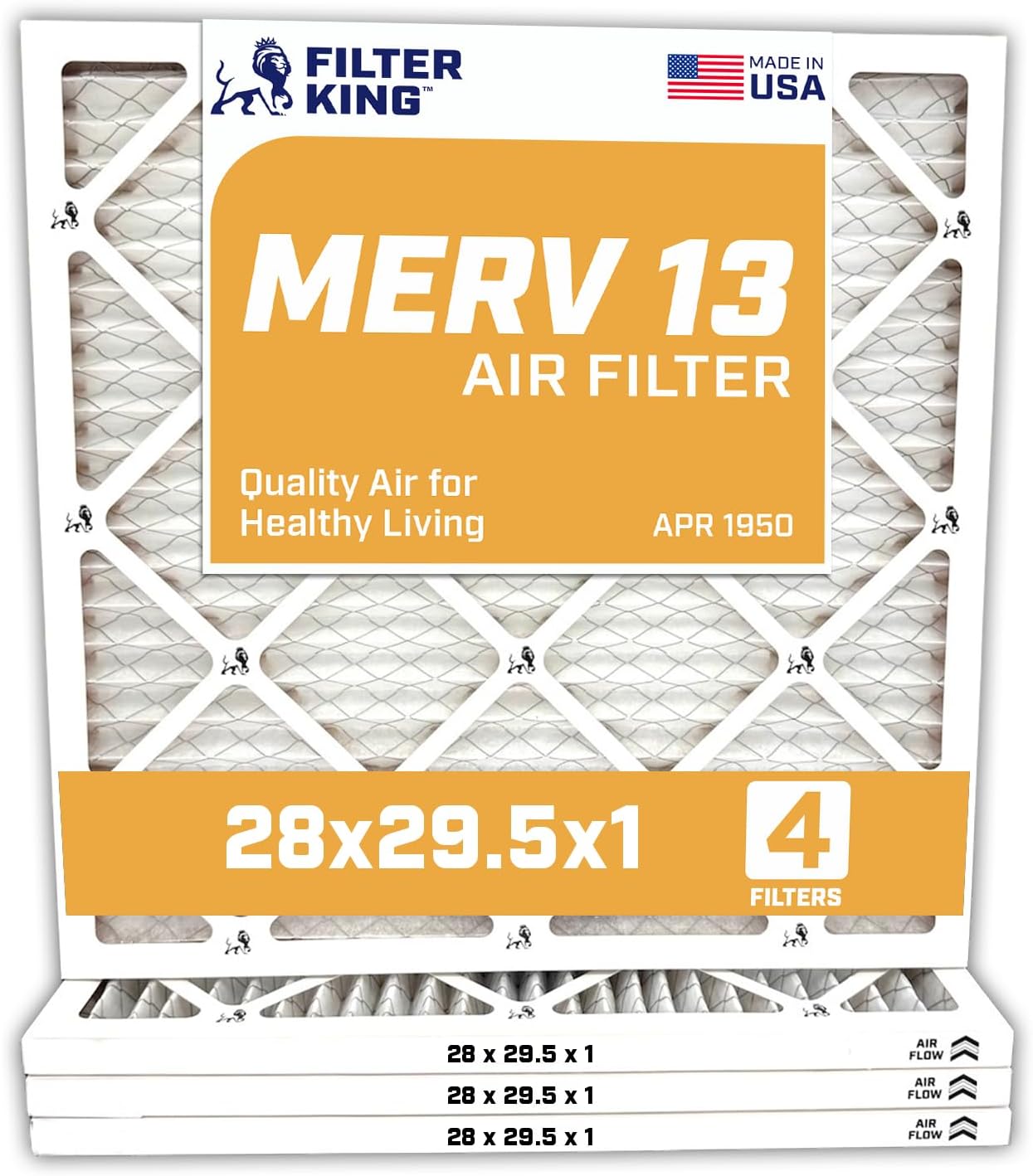 MERV 13 Air Filter 28x29.5x1 - 4-Pack for HVAC Systems
