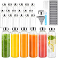 Glass Juice Bottles 18 oz 24 Pack - Reusable Airtight Juice Bottles