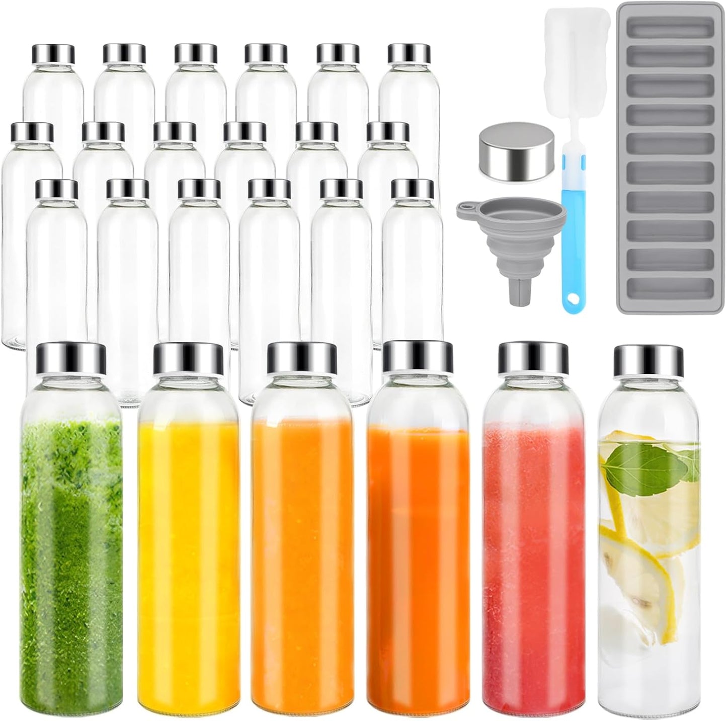 Zukro 24 Pack Glass Water Bottles for Juicing and More