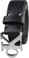 Calvin Klein Mens CK Monogram Cut Out Buckle Belt for Men - Casual