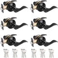 Black Entry Door Knobs Keyed Alike 6-Pack - Reversible Leverset Combo