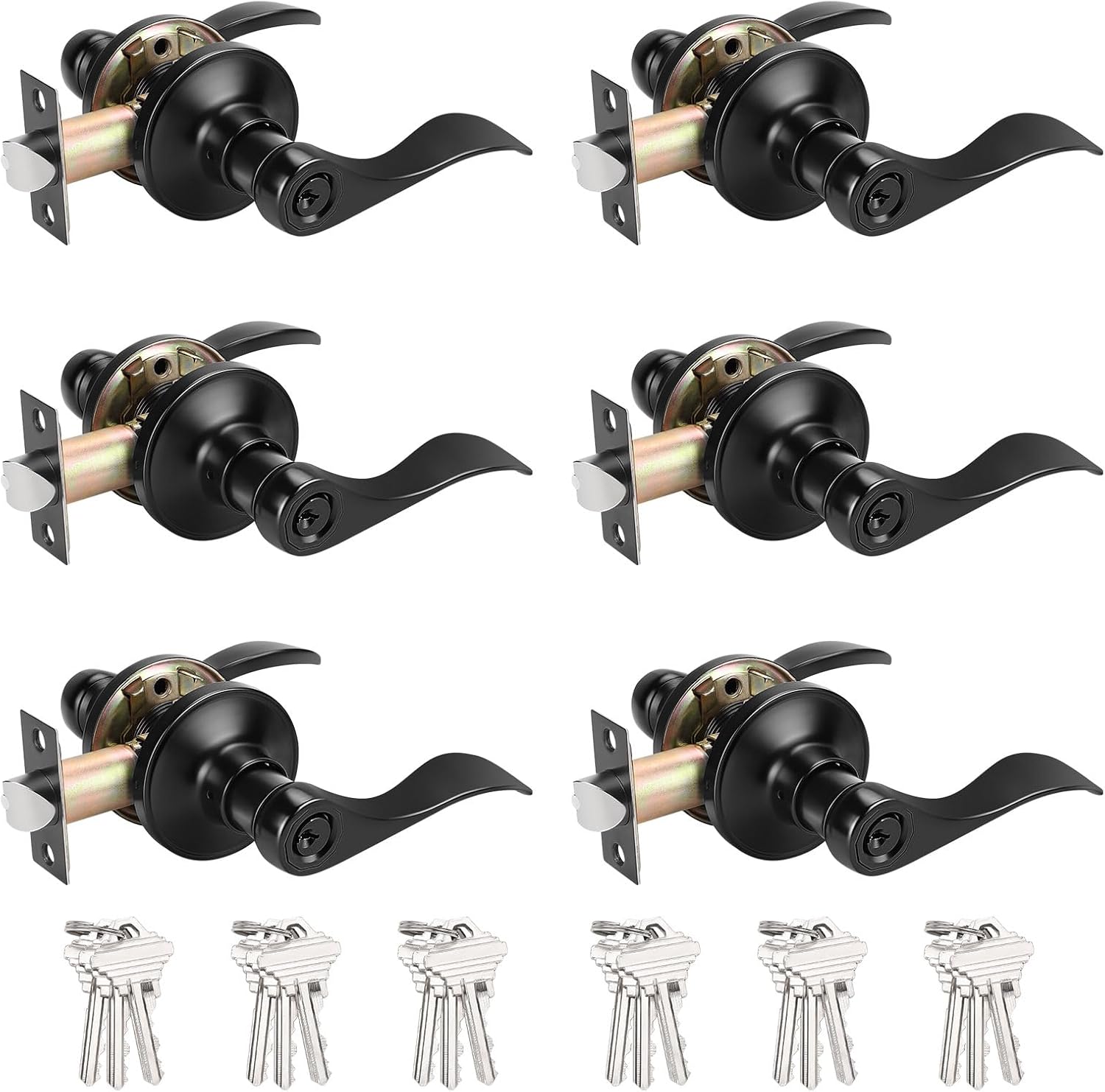 Probrico Black Entry Knobs with Lock and Key for All Doors