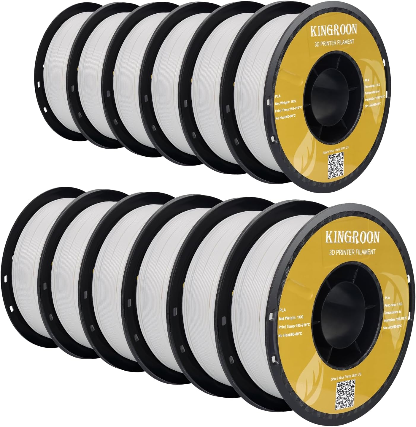Kingroon PLA Filament 12 Rolls for High-Quality 3D Printing