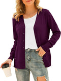 V Neck Button Down Knit Cardigan Sweater - Lightweight Year-Round