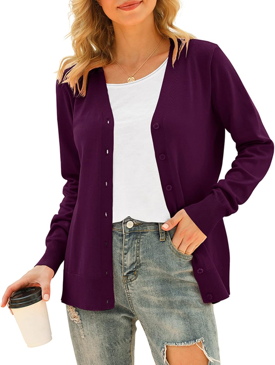 VIISHOW Women's V Neck Button Down Cardigan Sweater for Style