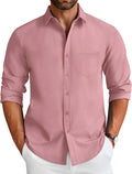 Men's Long Sleeve Untucked Denim-Texture Shirt - Wrinkle Free Fit
