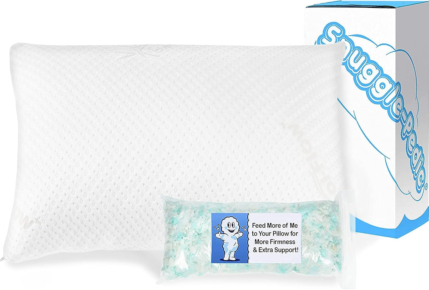 Snuggle-Pedic King Size Shredded Memory Foam Pillow for Sleep