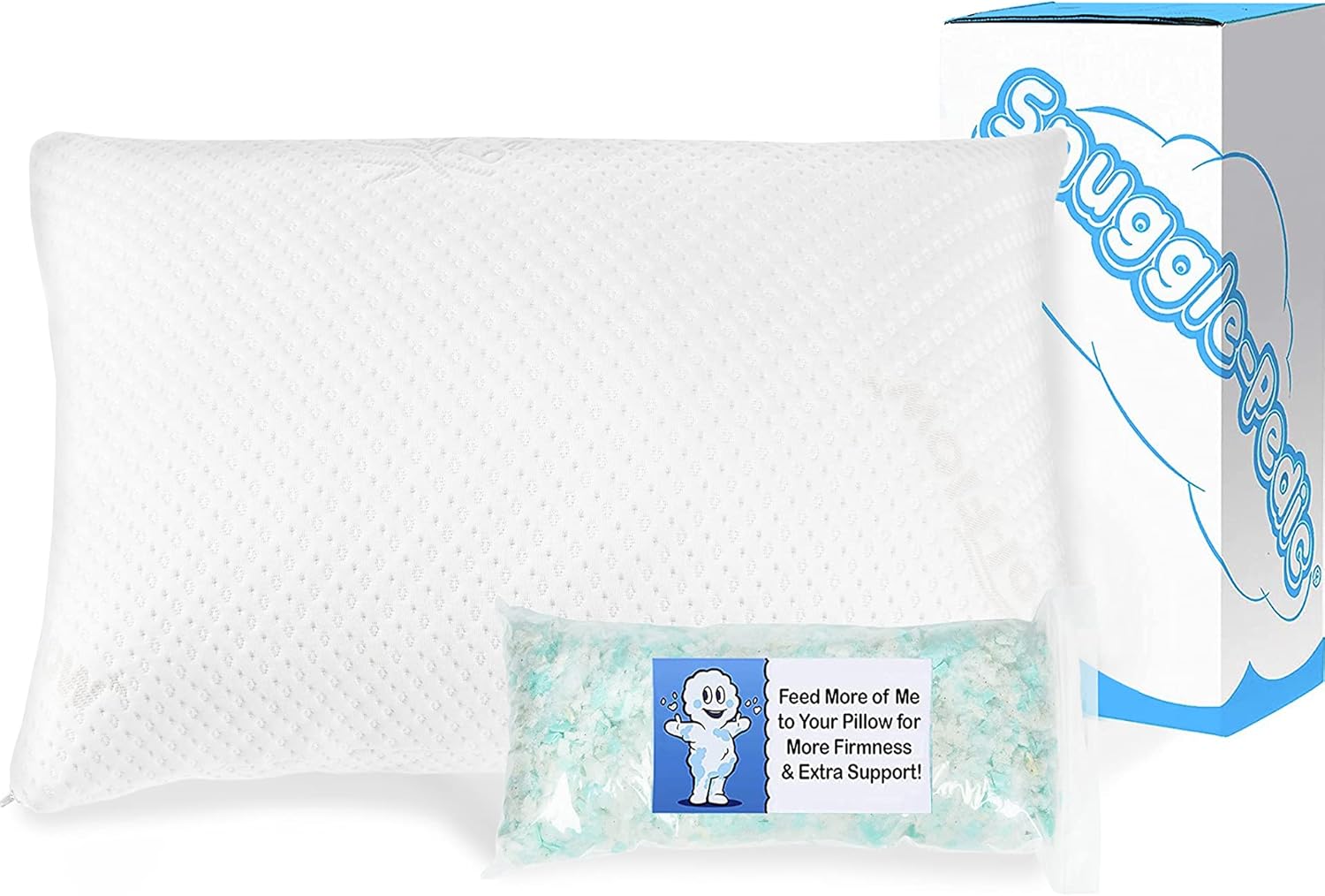 Snuggle-Pedic King Size Shredded Memory Foam Pillow for Sleep