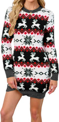 SunnyMelody Womens Ugly Christmas Sweater Dress - Festive Knit Midi