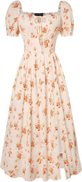 Scarlet Darkness Cottagecore Split Long Dress - Flowy Floral Comfort [