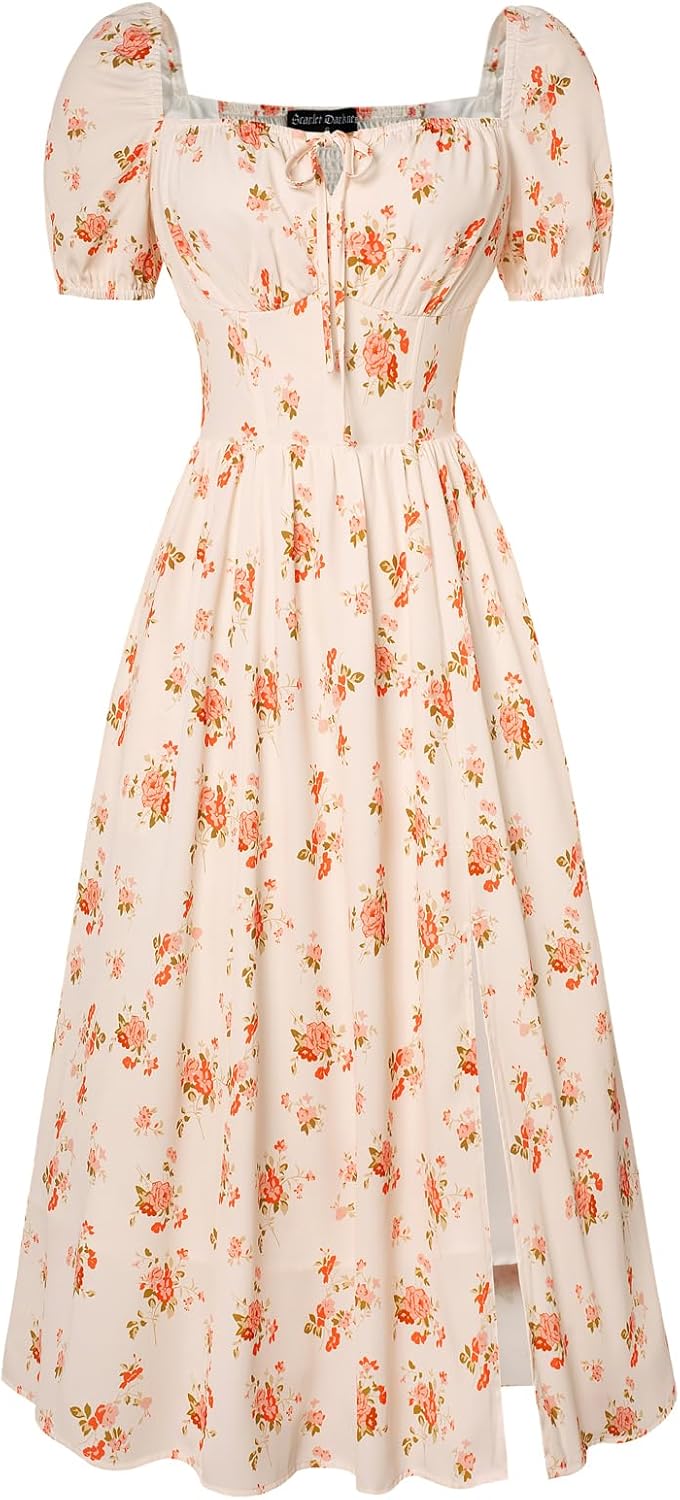 Scarlet Darkness Cottagecore Dress for Women with Elegant Design