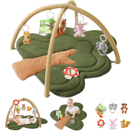 PIIKAGO Baby Play Gym: 6 Toys, Plush Mat, Tummy Time