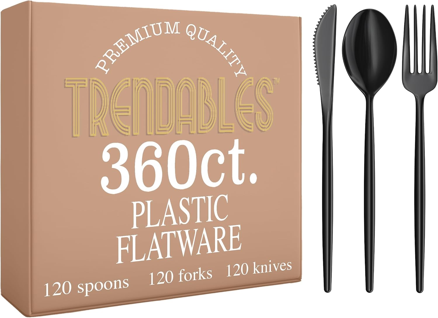 Trendables Black Plastic Silverware Set for Parties and Events
