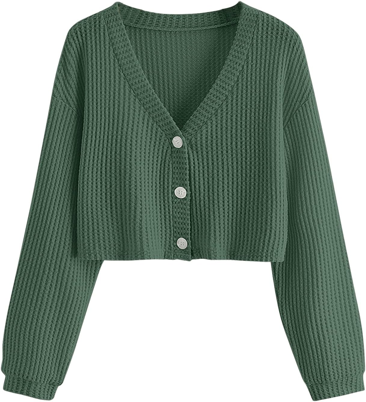 SweatyRocks Women's Long Sleeve V Neck Soft Knit Cardigan Sweater