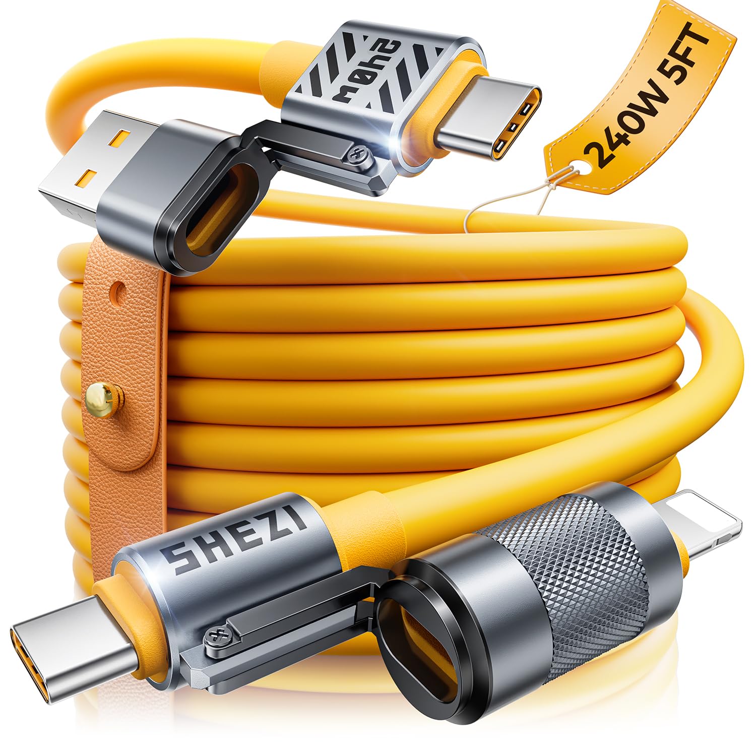 2025 Silicone 4-in-1 USB C Cable for Fast Charging & Data Transfer