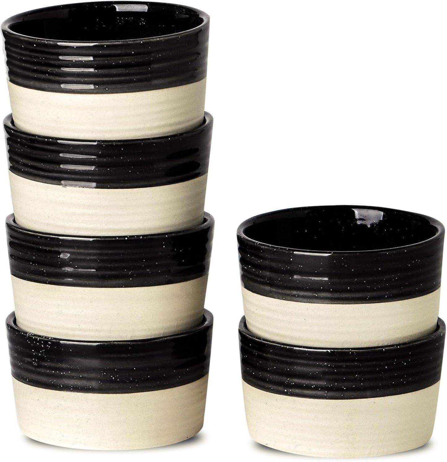 Set of 6 Oven Safe Creme Brulee Ramekins - Patchwork Black