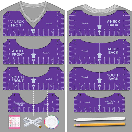 Vowlove Tshirt Ruler Set - Perfect Alignment Tool