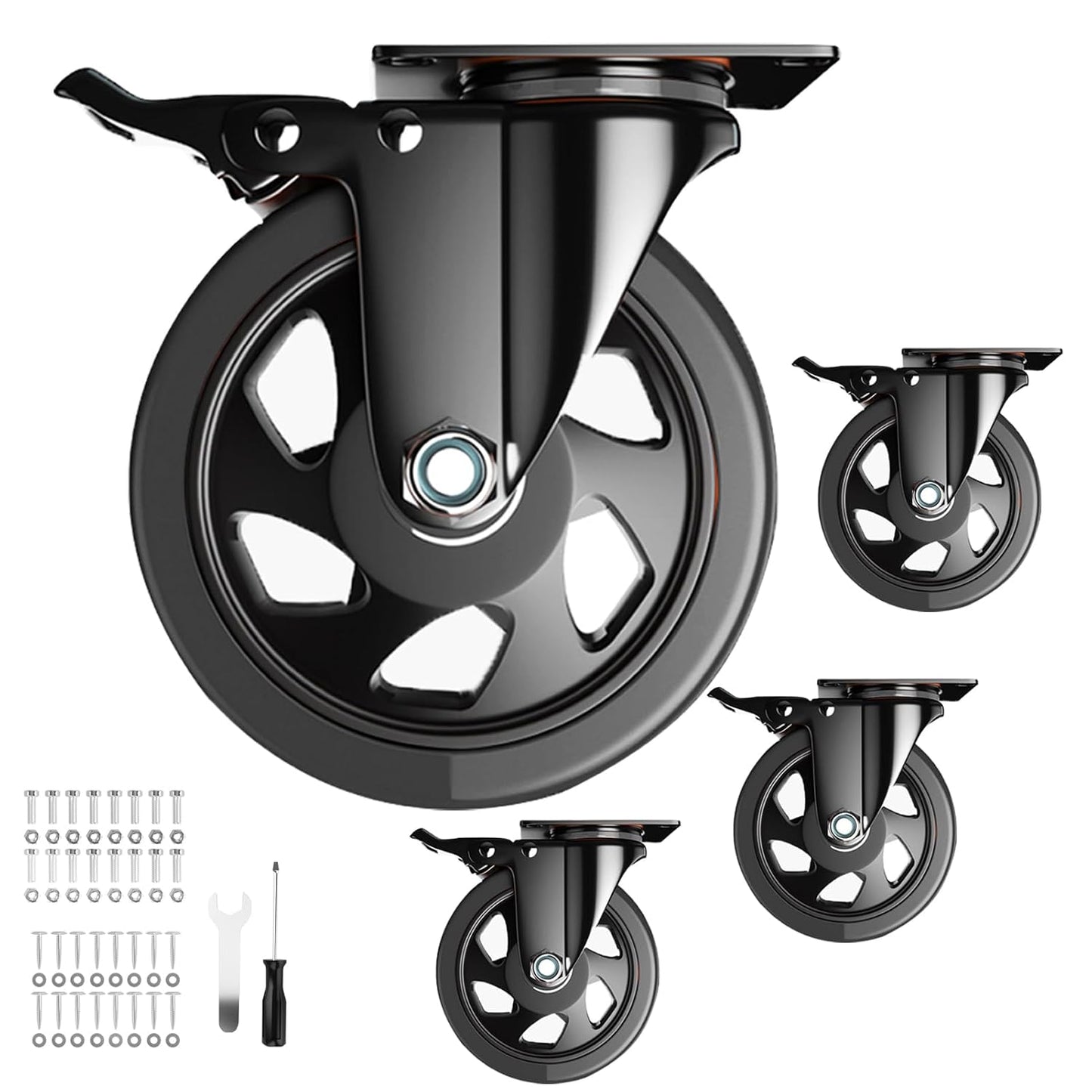 5 Inch Swivel Caster Wheels Set of 4 Heavy Duty Locking Casters