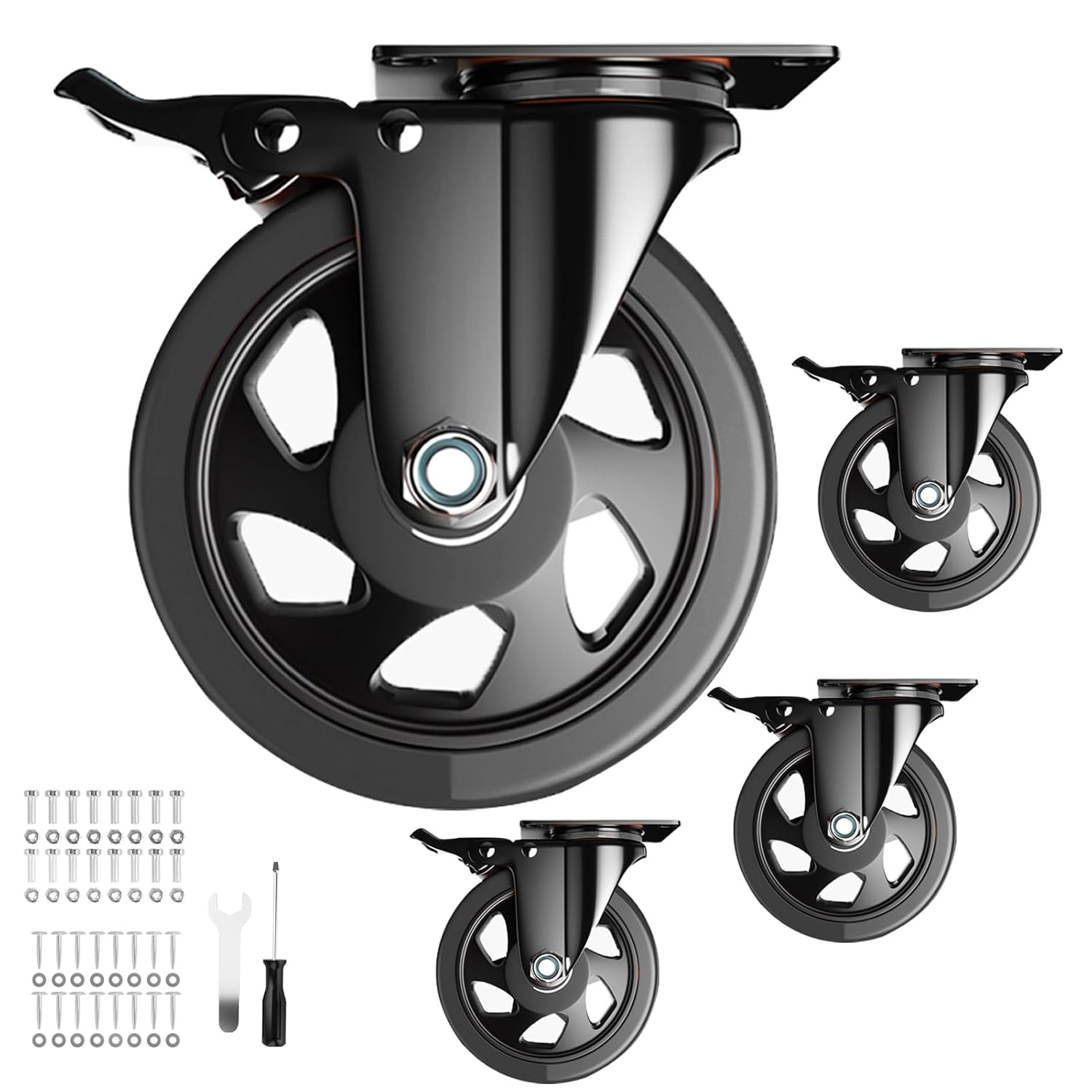 5 Inch Swivel Caster Wheels Set of 4 Heavy Duty Locking Casters