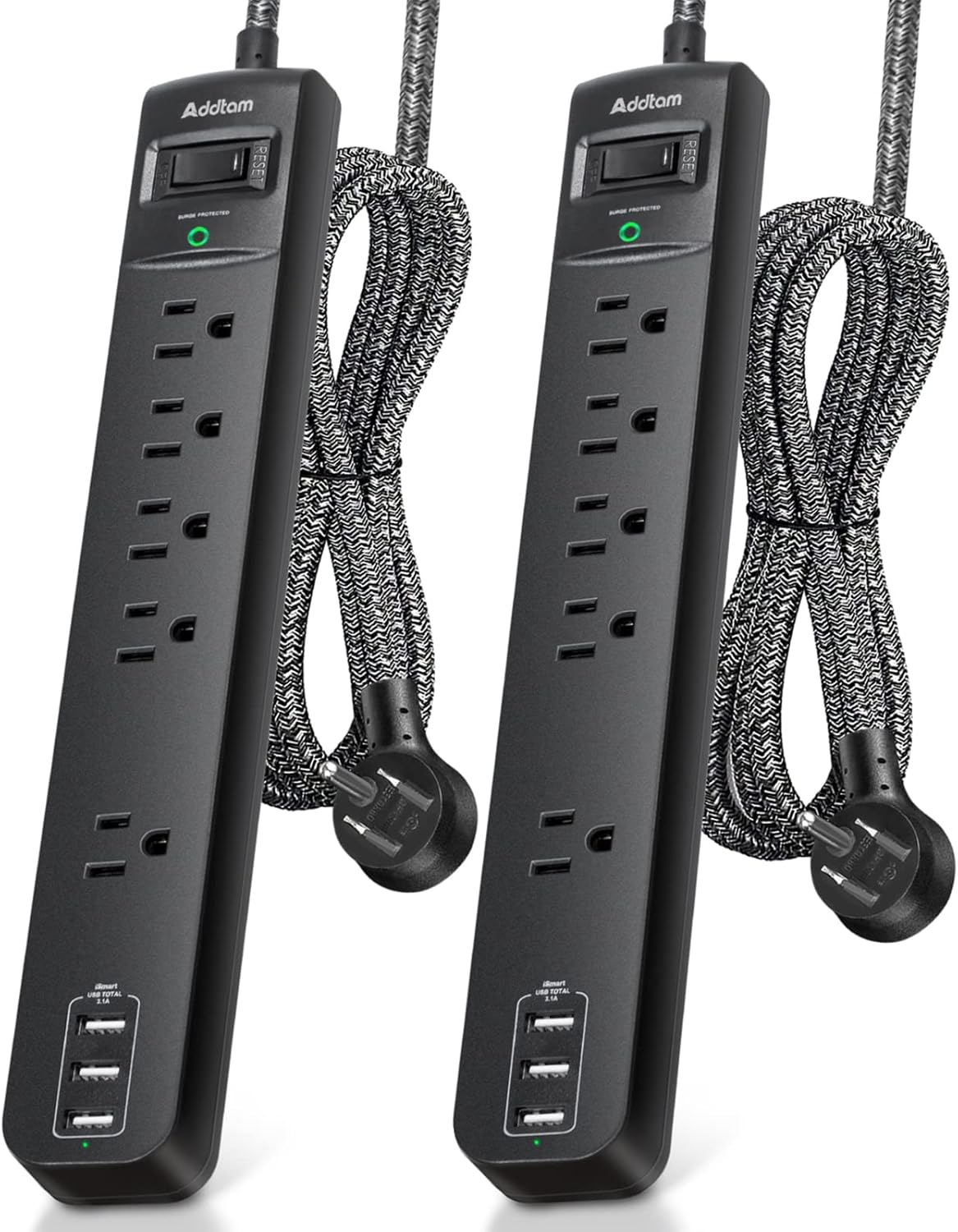 Addtam Power Strip Surge Protector - Ultimate Power & Space!
