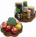 2 Pack 11in & 12in Wooden Lazy Susan Turntable for Organization