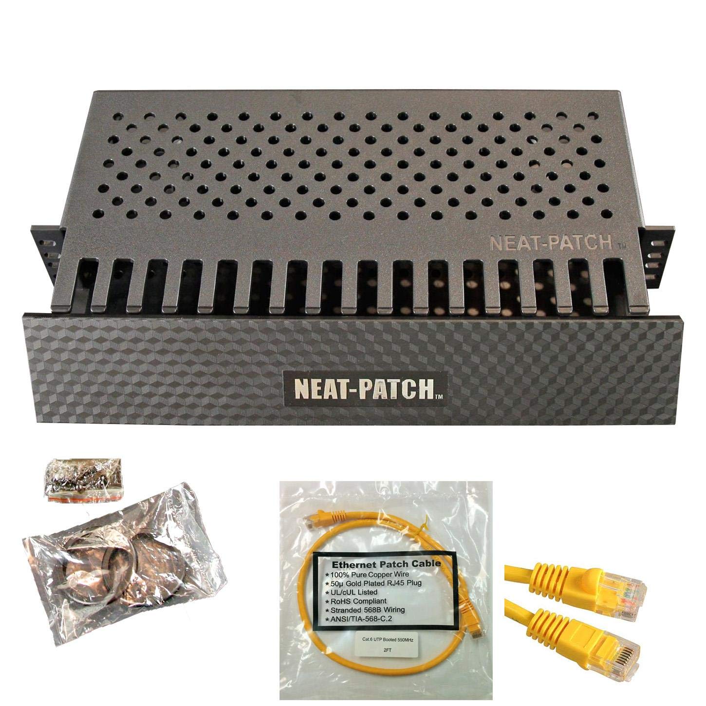 Neat Patch 2U Cable Management Kit with 72 CAT6 Cables Included