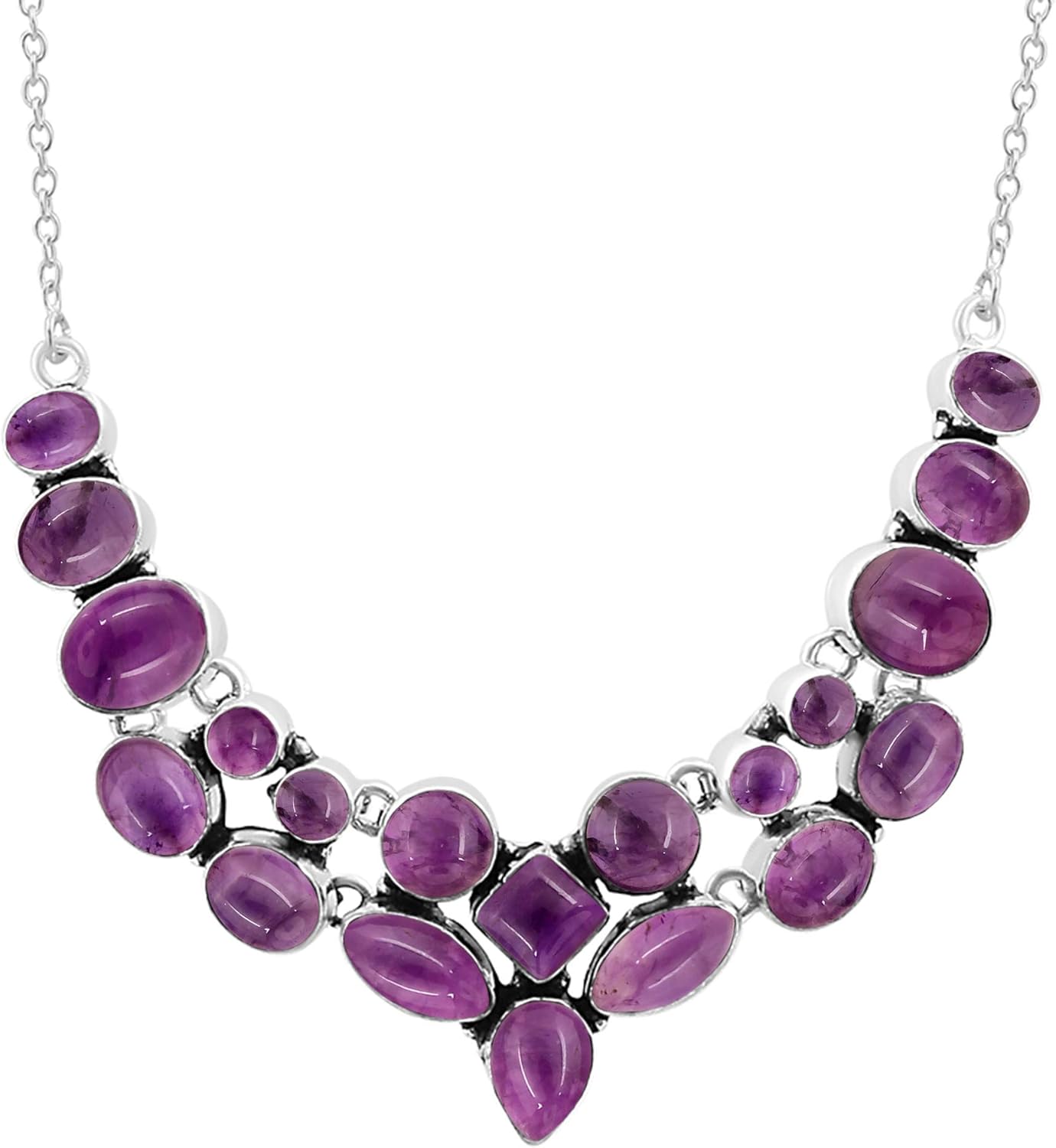 Natural Gemstones Necklace for Women - Vintage Handmade Jewelry
