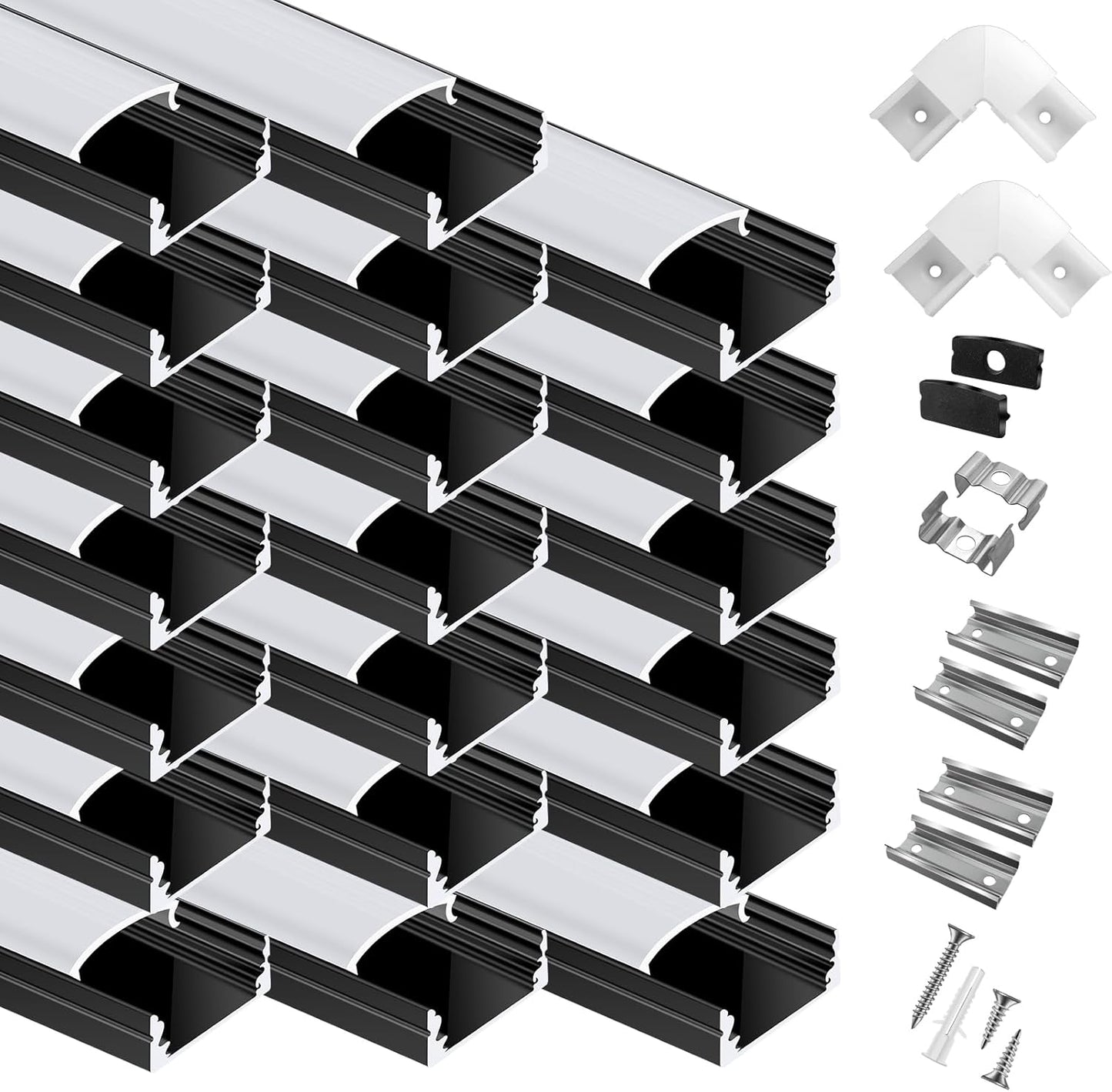 20-Pack 3.3ft LED Aluminum Channel System for Strip Lights