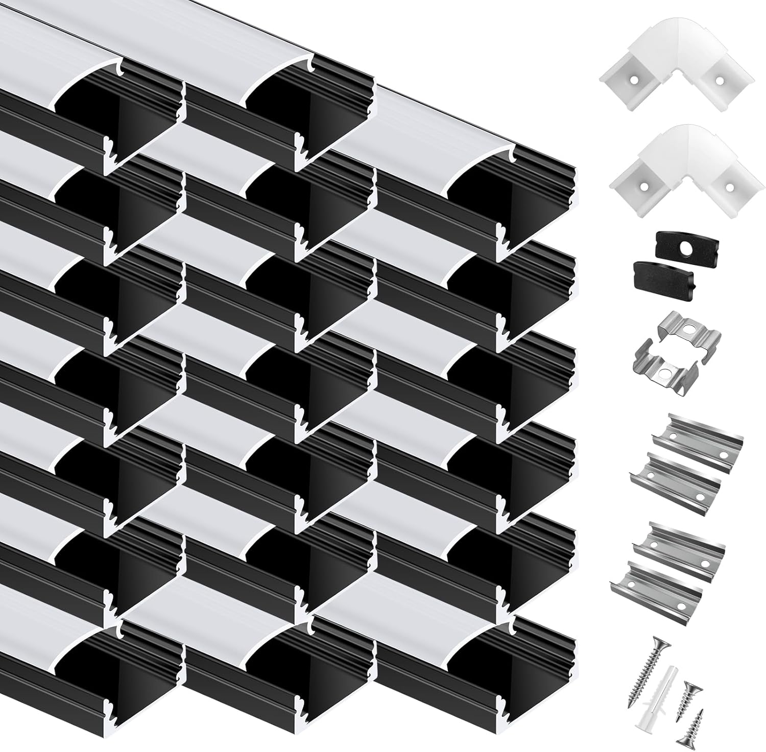 20-Pack 3.3ft LED Aluminum Channel System for Strip Lights