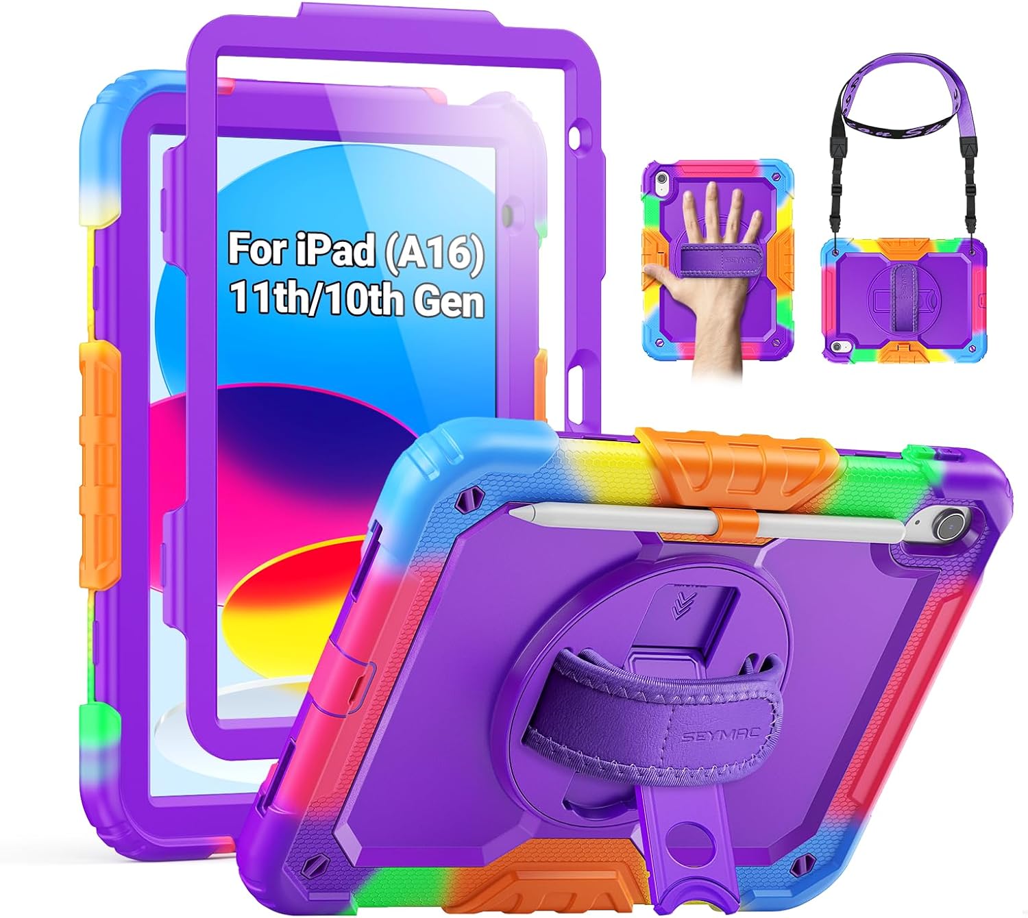 SEYMAC Case for iPad A16 11th 10th Gen Heavy Duty Protection