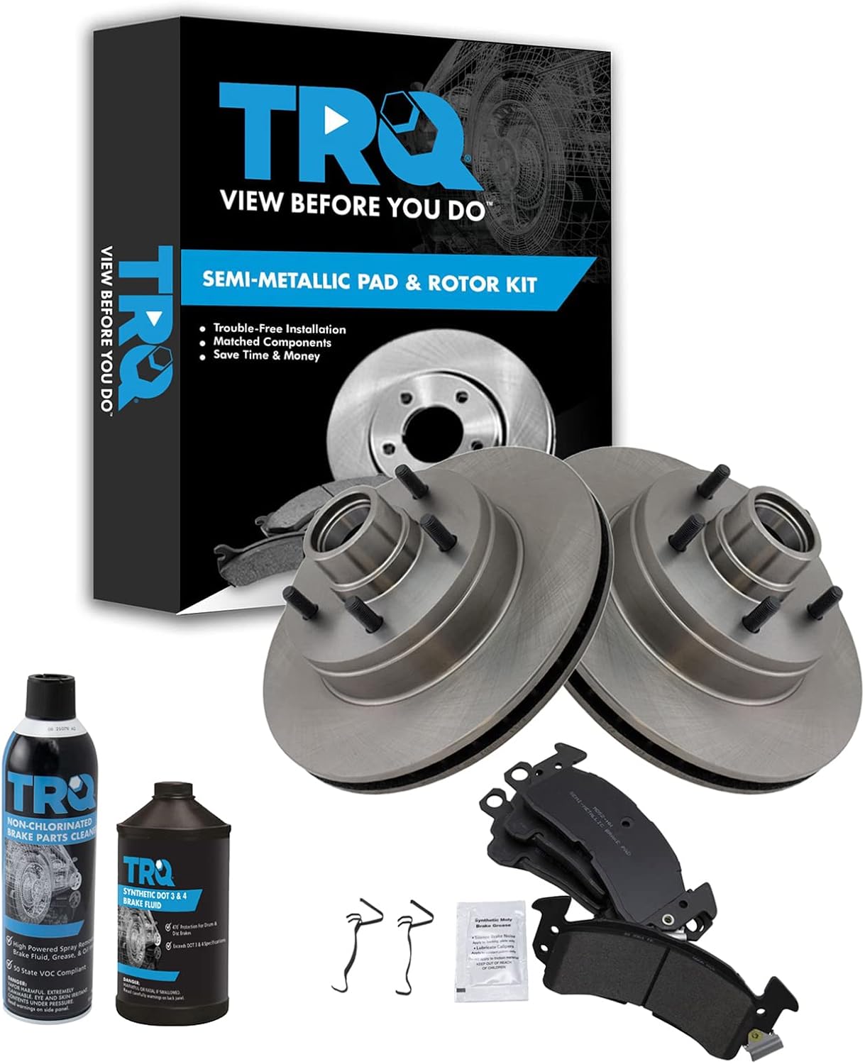 TRQ Front Brake Pad & Rotor Kit for Buick Roadmaster & More