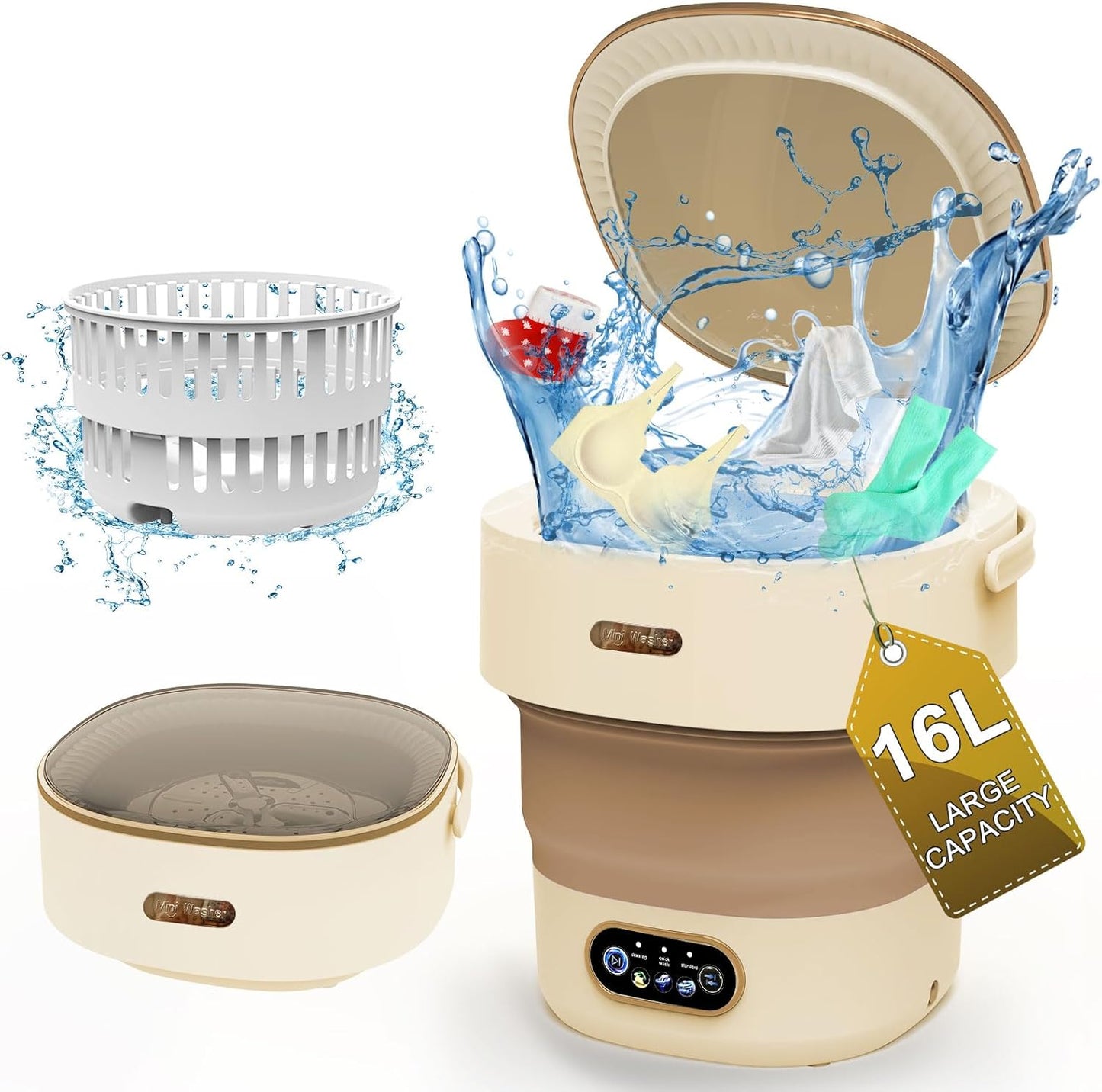 Compact 2-in-1 Portable Washer: Easy Laundry Anywhere!