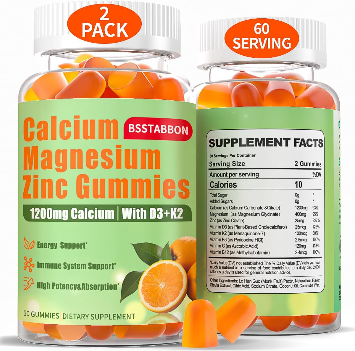 Calcium Magnesium Zinc Gummies for Adult by BSSTABBON