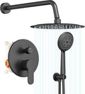 Gabrylly Shower System Black Pressure Balance Rain Shower Set - High