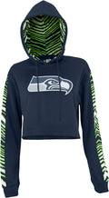 Zubaz Women's NFL Graphic Crop Top Hoodie (X-Small - 3X-Large)