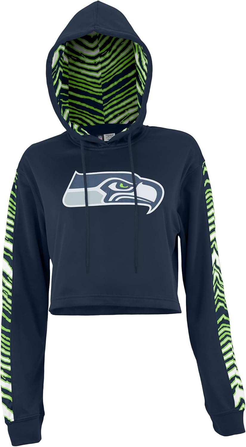 Zubaz NFL Women's Team Graphic Crop Top Hoodie for Game Day