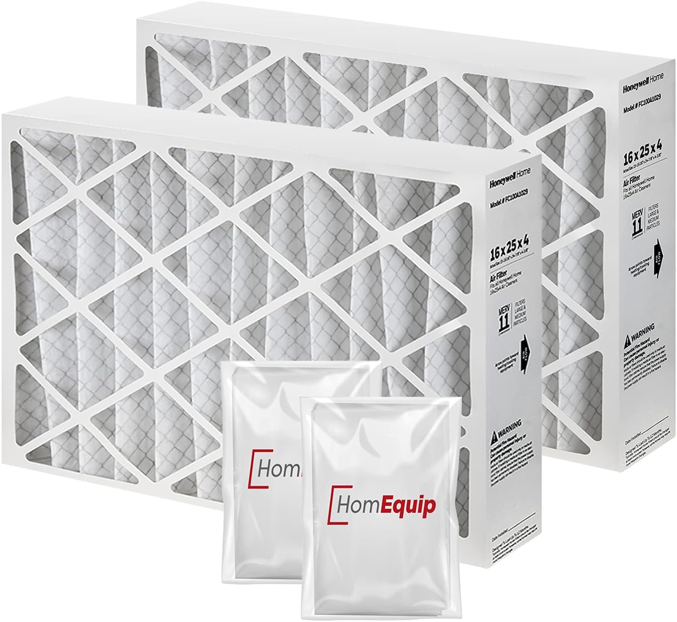 Furnace Filters 16x25x4 Merv 11 with Easy Disposal Bag 2 Pack