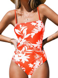 One Piece Swimsuit Square Neck Cutout Back - Tummy Control Fit