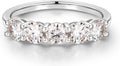 5 Stone Moissanite Ring 14K White Gold Filled - Sparkling Anniversary