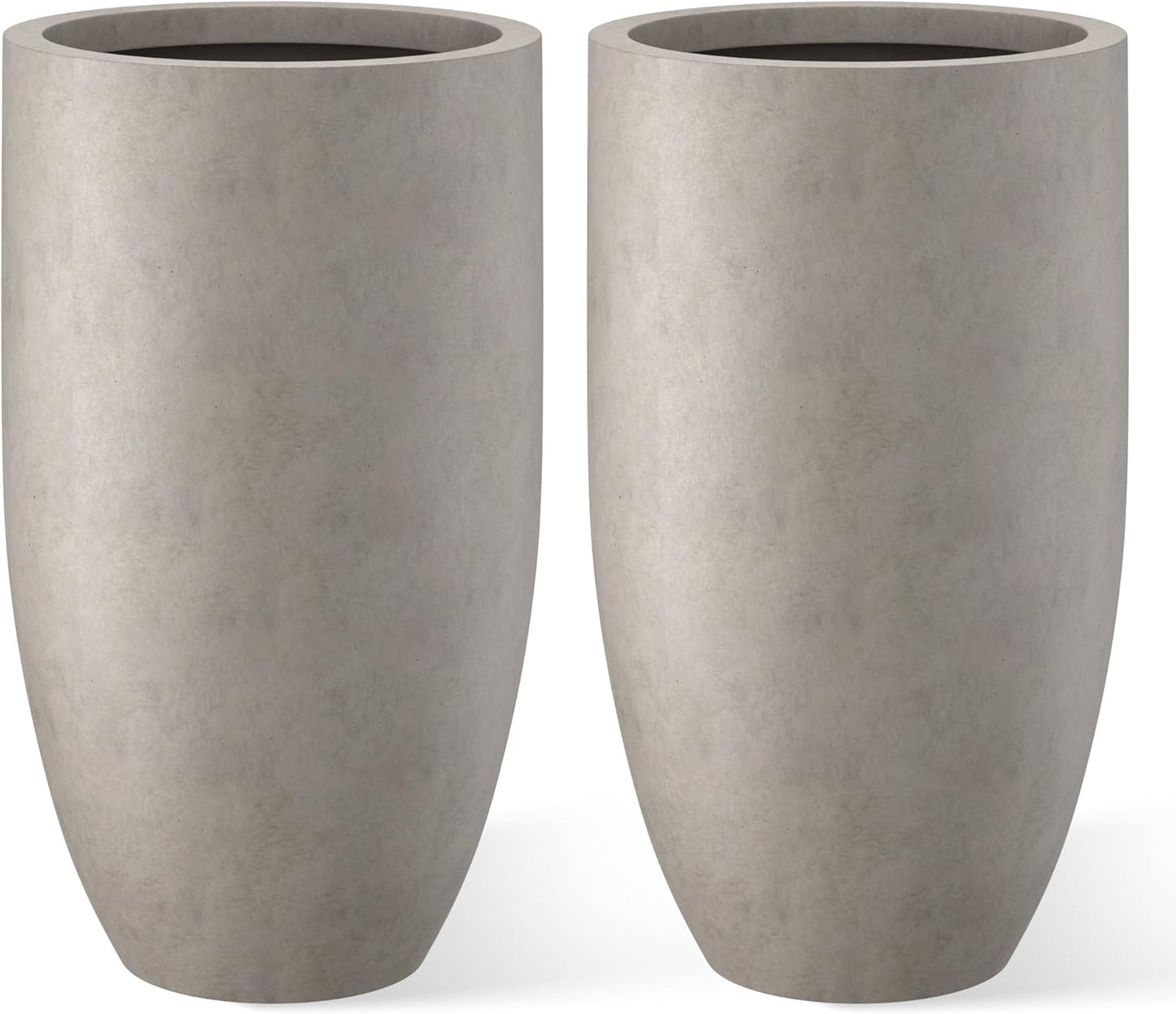 Kante 24 Inch Tall Round Concrete Planter for Indoor Outdoor Use