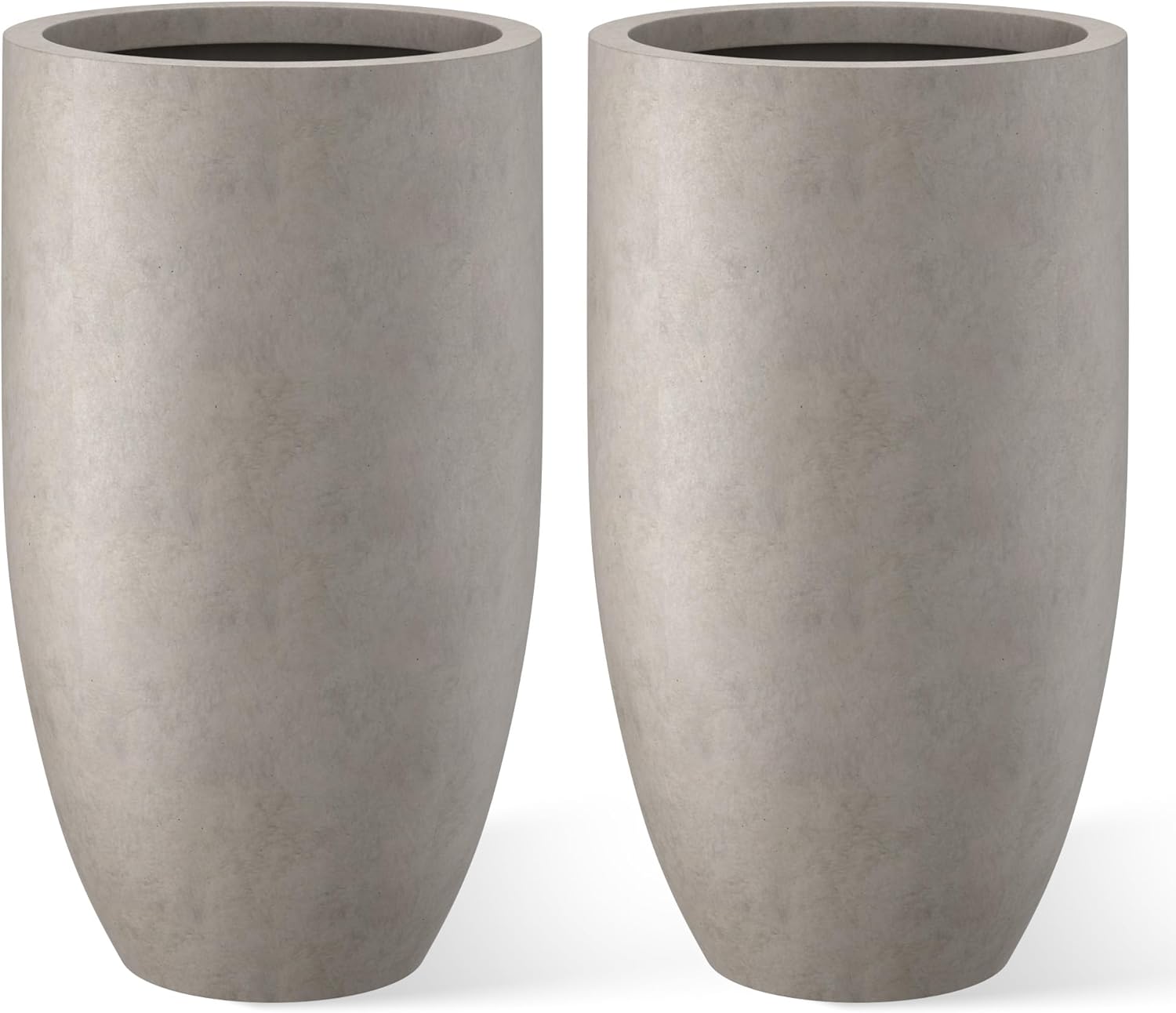 Kante 24 Inch Tall Round Concrete Planter for Indoor Outdoor Use