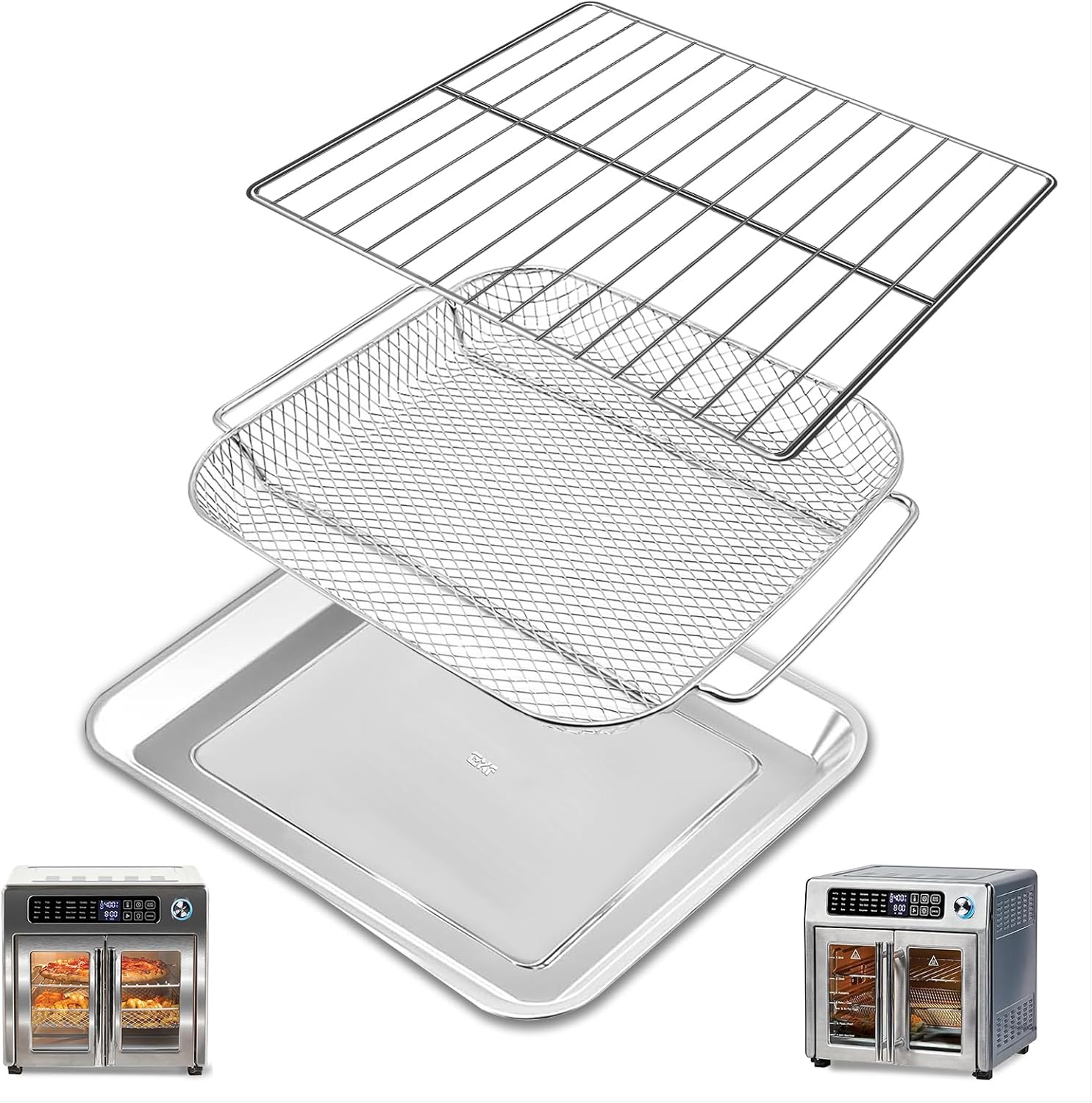 Enhance Air Frying: 3-Piece Bakeware Set for Extra Large Oven