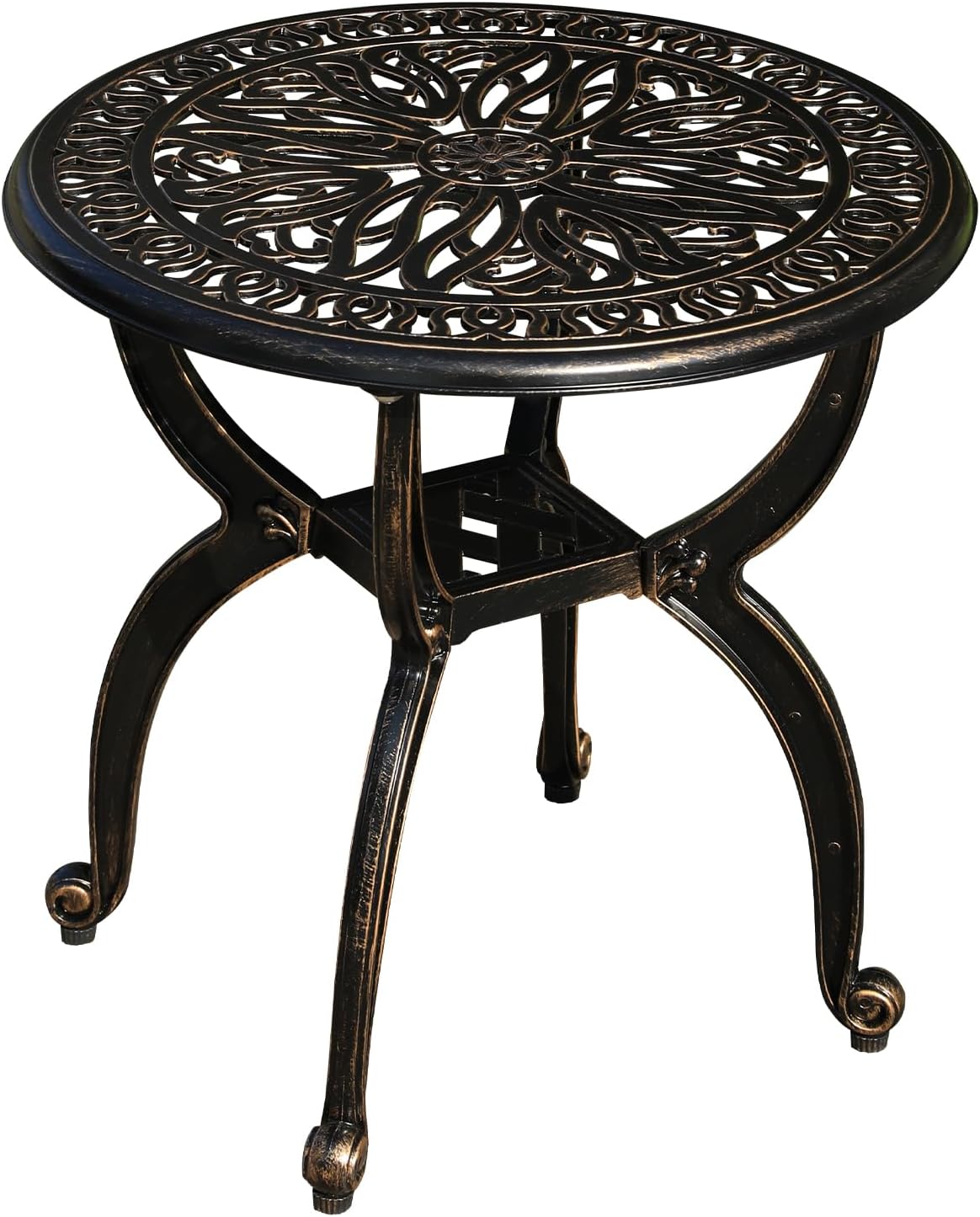Cast Aluminum Outdoor Side Table for Patio and Garden Use