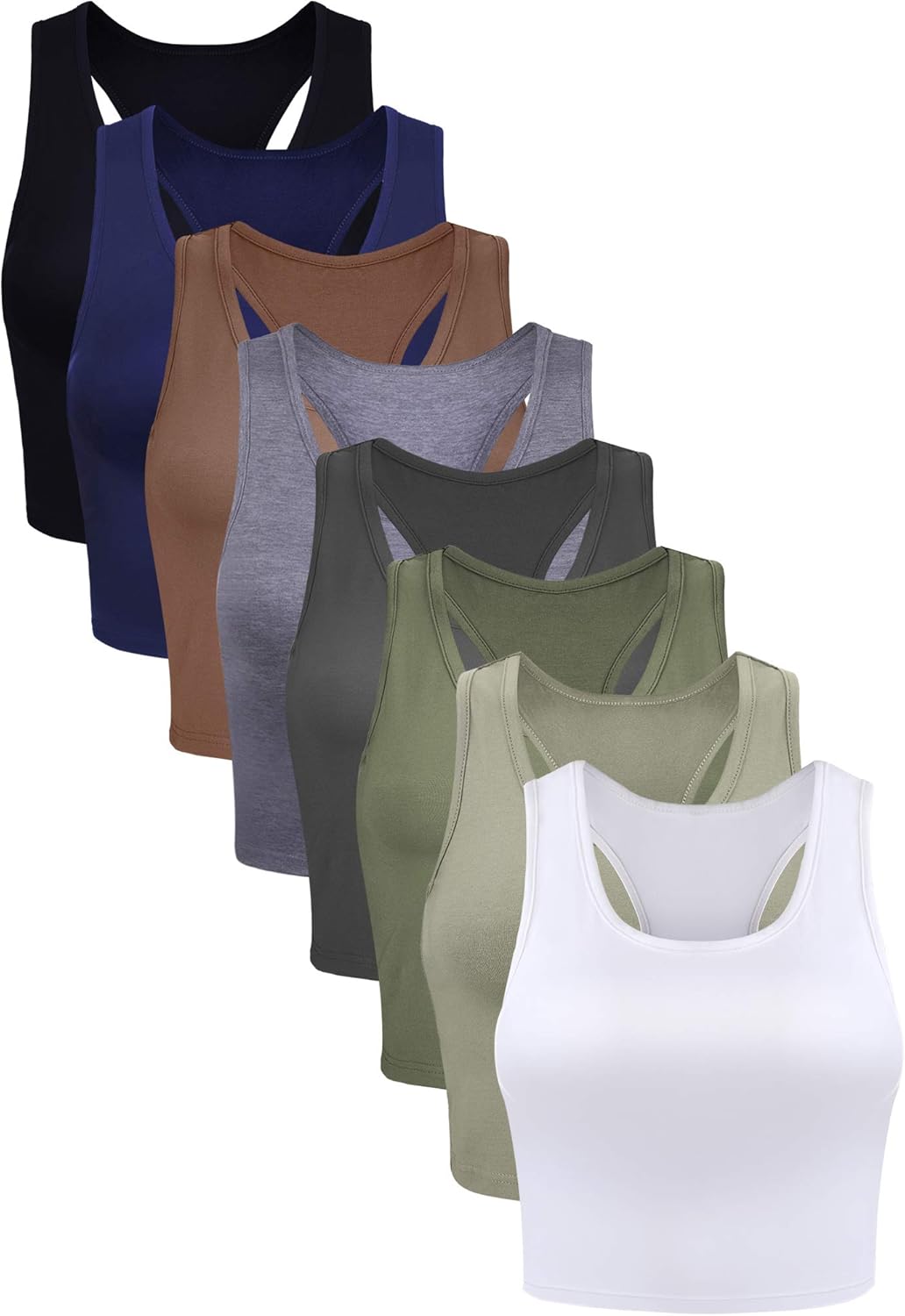 8 Pcs Women Basic Crop Tank Tops for Summer Activities