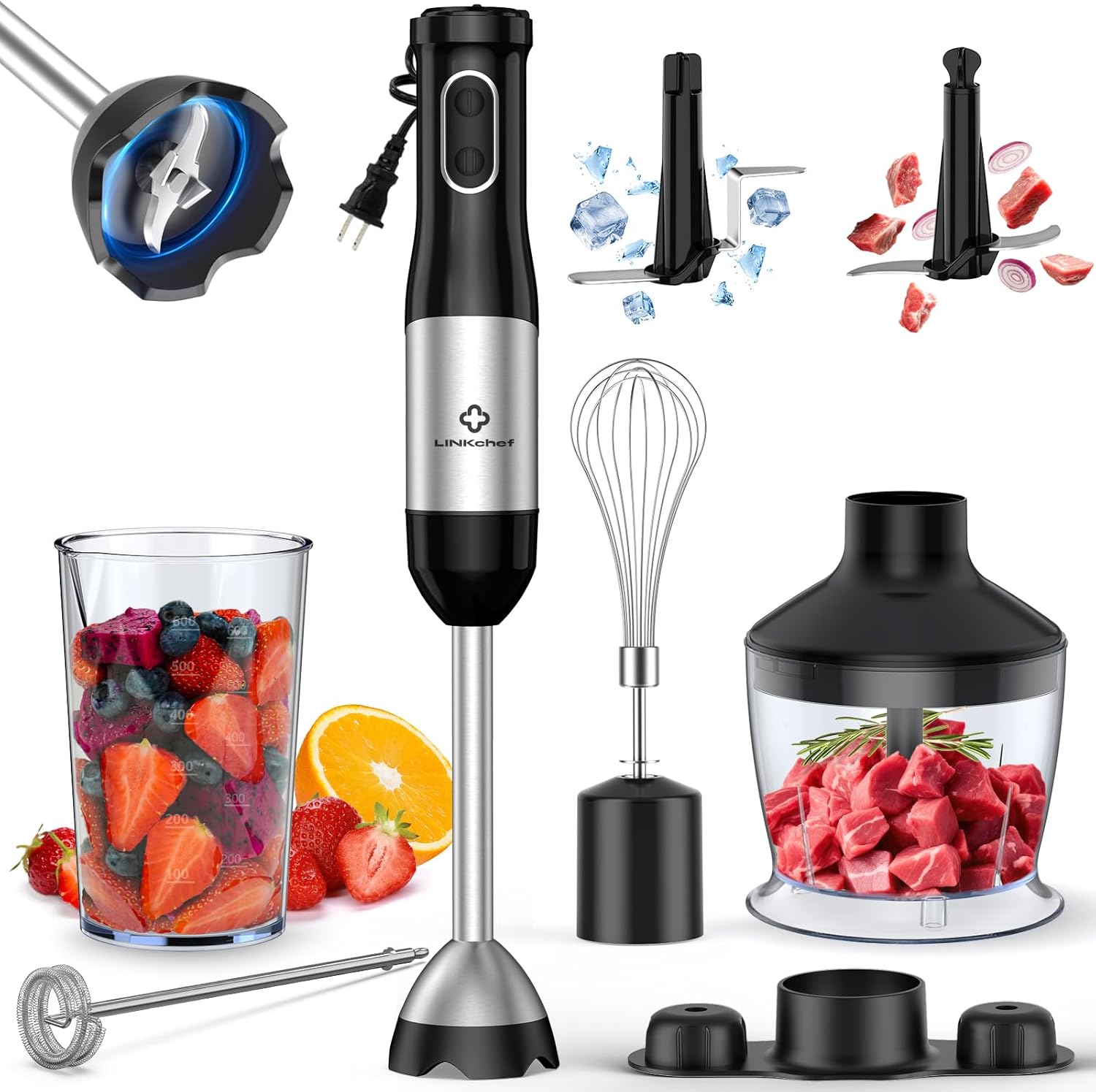 LINKChef 7-in-1 800W Blender: Titanium Blades, 20 Speeds