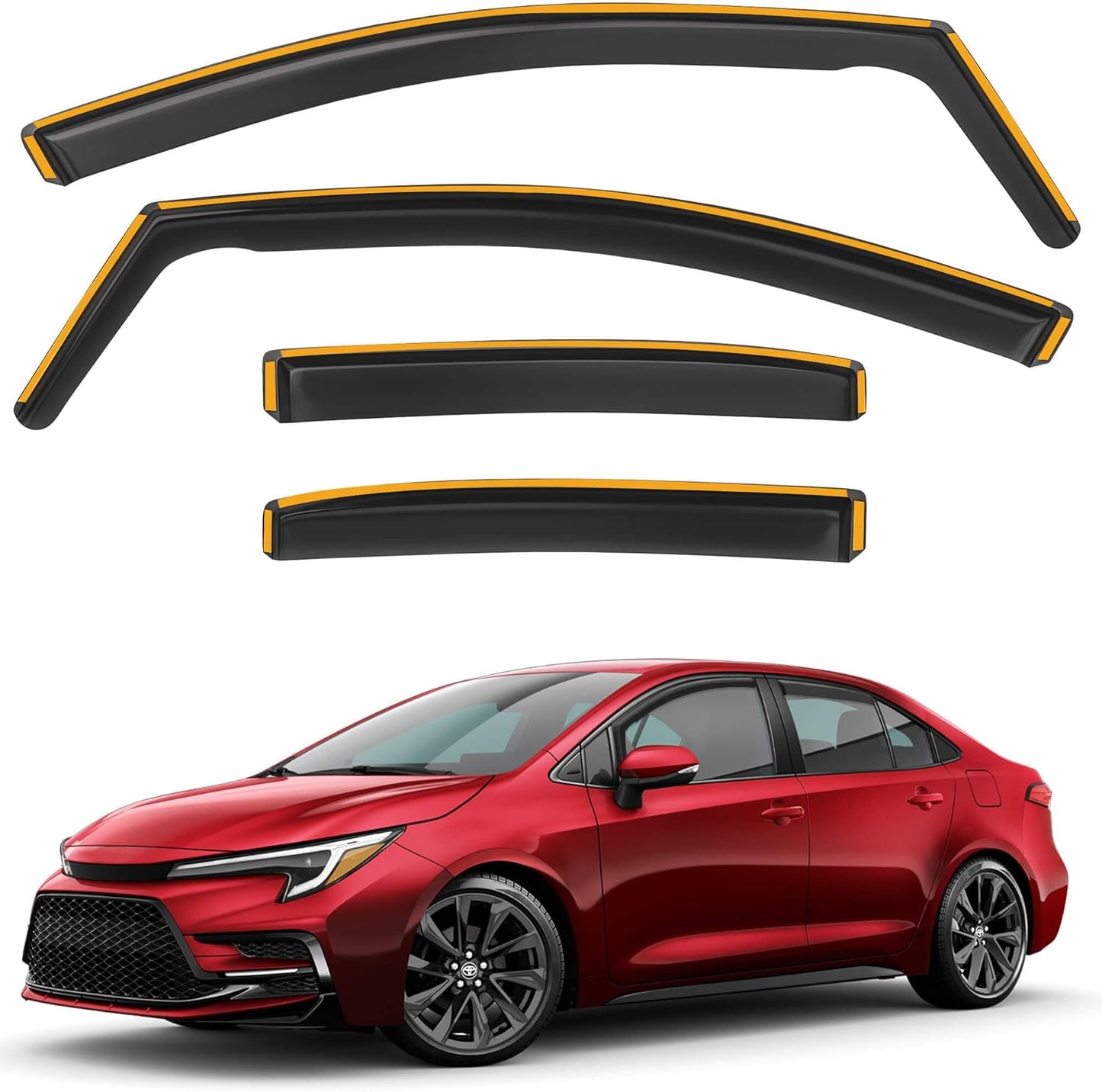 Shatterproof in-Channel Rain Guards for Toyota Corolla Sedan