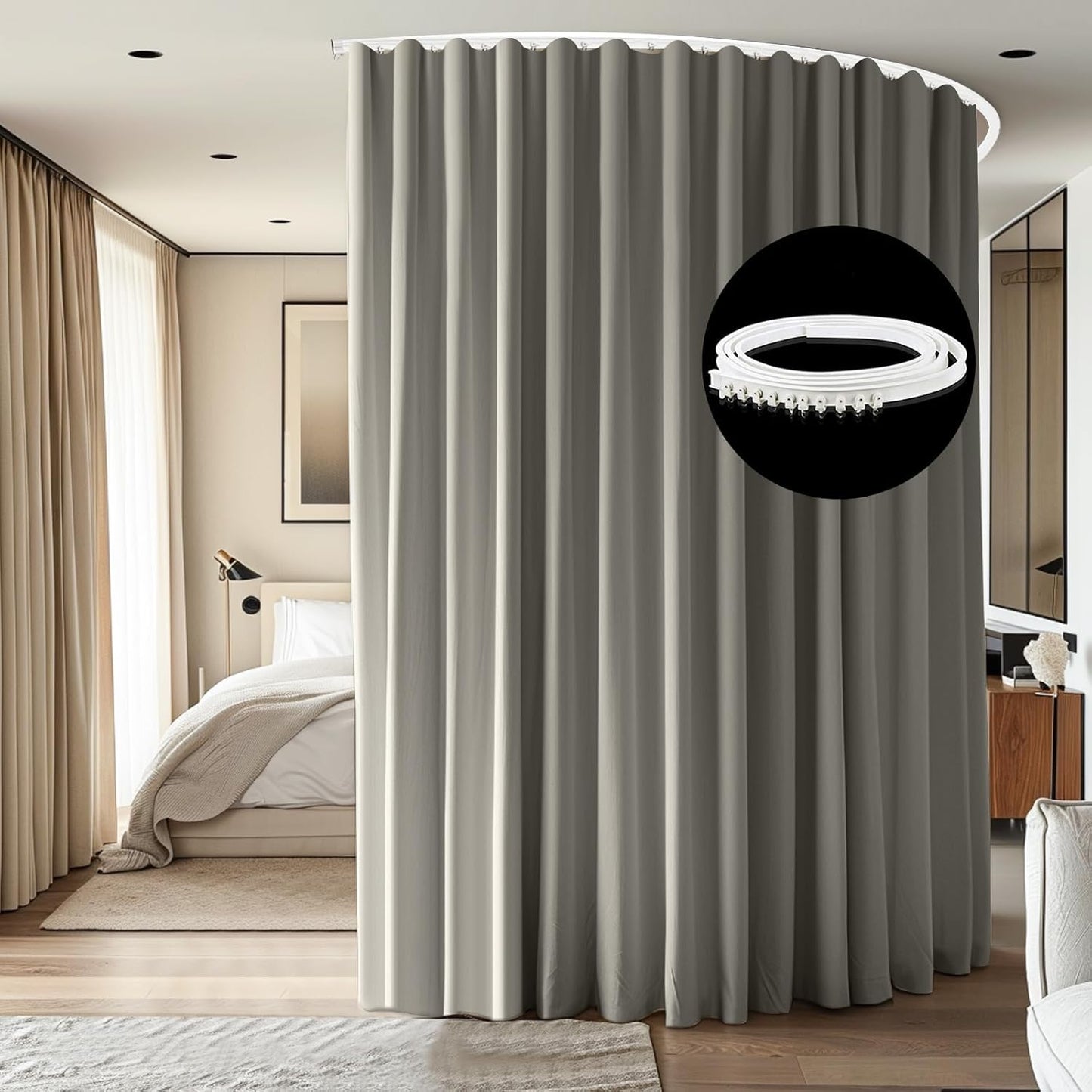Room Divider Ceiling Mounted Curtains Track Set for Privacy