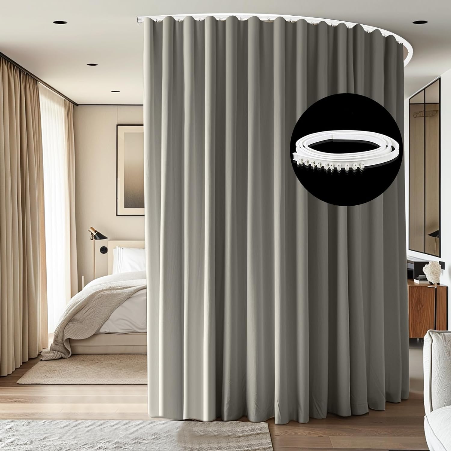 Room Divider Ceiling Mounted Curtains Track Set for Privacy