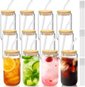 Glass Cups with Lids and Straws Set of 12 16oz - Gift-Ready Drinkware