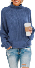 Womens Chunky Cable Knit Turtleneck Sweater - Oversized Cozy Fit